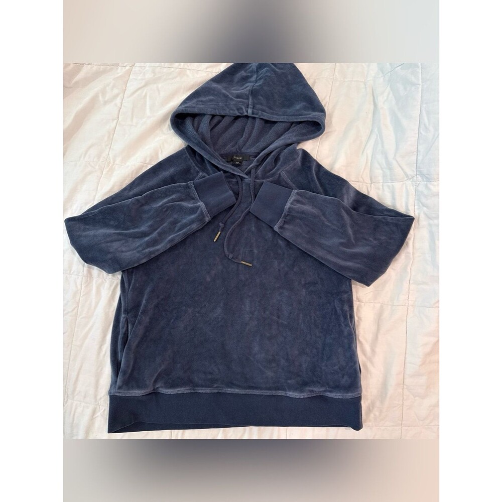 J. Crew Women’s Navy Velour Pullover Hoodie, Size XS